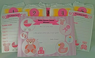 Dirty Nappy Game Per Baby Shower – 30 Giocatori, Tema Blu (Ragazzo) Con Pannolini E Fogli Gioco
