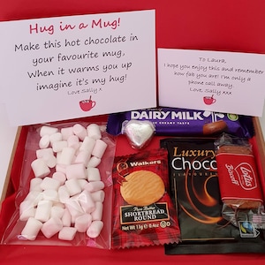 Hot chocolate letterbox gift set - Hug In A Mug Gift Mini Hamper - Friend Gift Thinking of you FREE UK POSTAGE