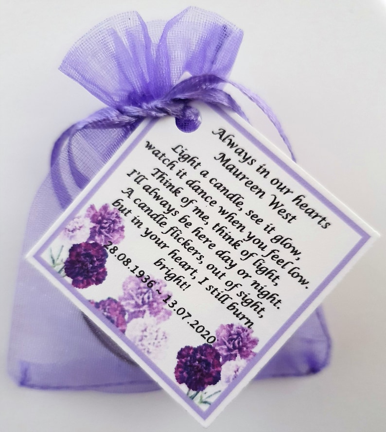 10 X Personalised Candle Favour Memorial Funeral Keepsake Etsy UK