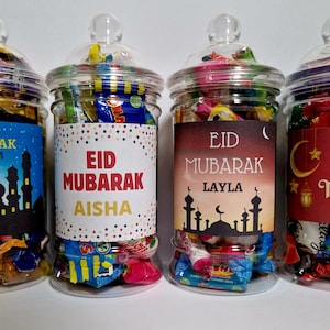 Personalised Eid Gift - filled Sweets / Chocolate jar - Ramadan | Eid Mubarak | Celebrate Eid | Halal Sweets and Chocolates