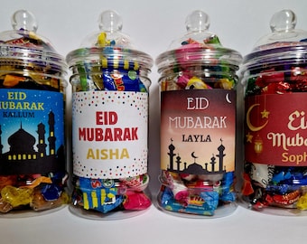 Personalised Eid Gift - filled Sweets / Chocolate jar - Ramadan | Eid Mubarak | Celebrate Eid | Halal Sweets and Chocolates