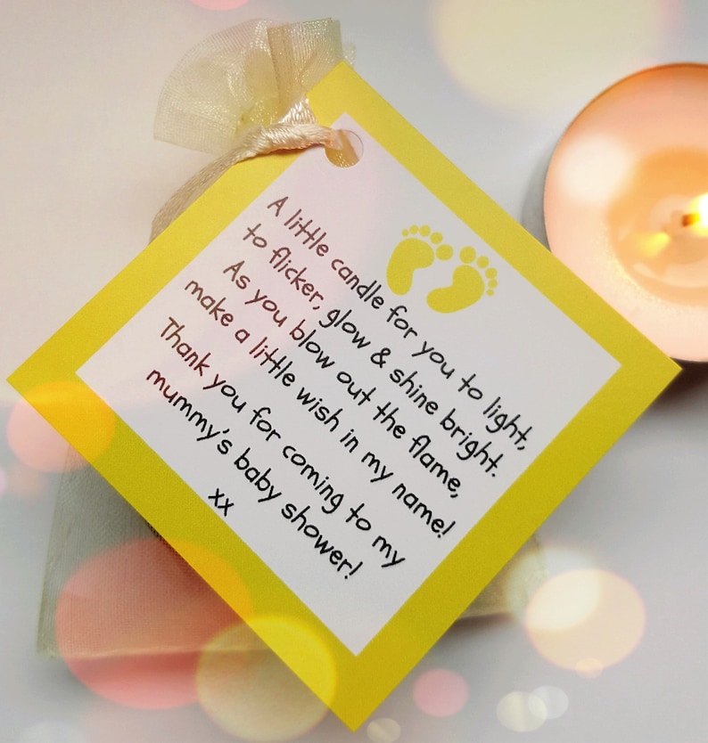 10 X BABY SHOWER Vanilla Tealight favours Blue. Pink or Yellow. Guest thank you gifts. image 8