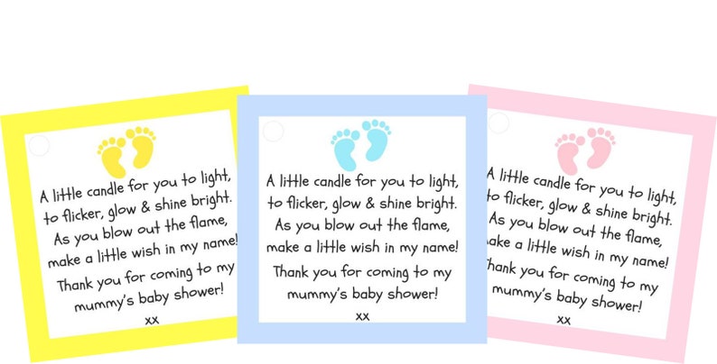 10 X BABY SHOWER Vanilla Tealight favours Blue. Pink or Yellow. Guest thank you gifts. image 6