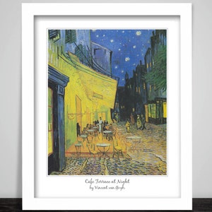 Framed Art Print by Dutch Artist Vincent Van Gogh Cafe Terrace at Night Poster Painting. sunflowers. starry night. Gauguin. Home Gift 146