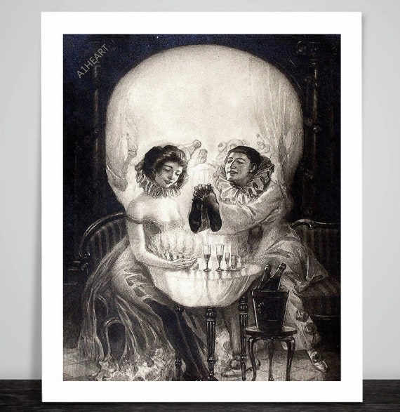 Framed Art Print Skull Gothic Optical Illusion as Salvador Dali