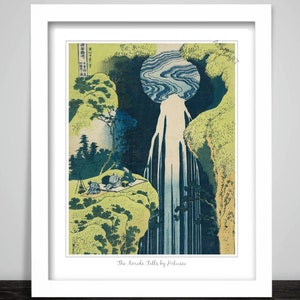 The Amida Falls by Hokusai Poster Print. Art Painting. Waterfall River in Mountain. Far Reaches of Kisokaido Road. Japanese  Japan 335