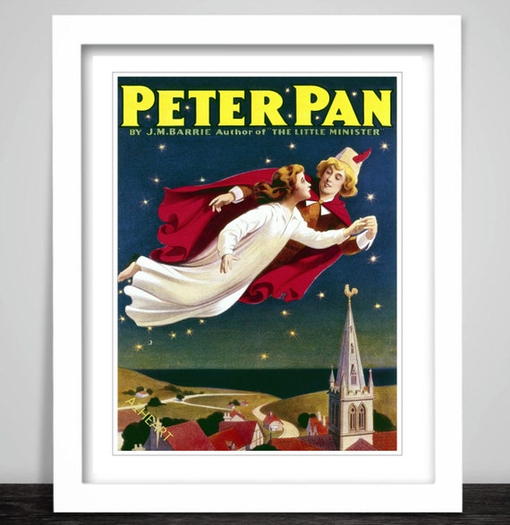Peter Pan Poster Print. J. M. Barrie. English Folklore. Childrens