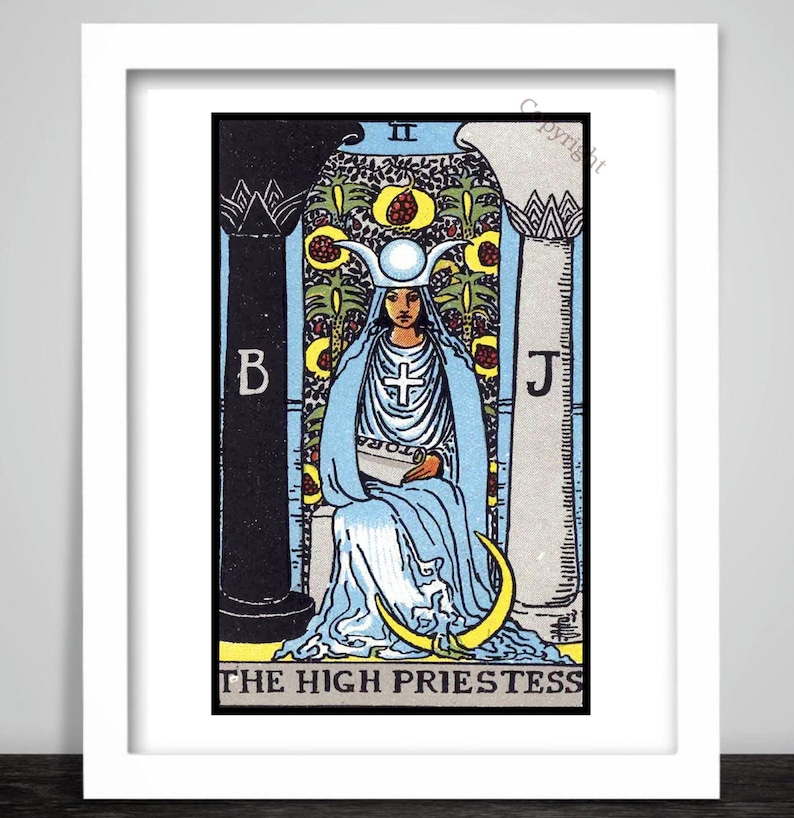Framed Art Print Tarot Trump Card The High Priestess Occult Etsy