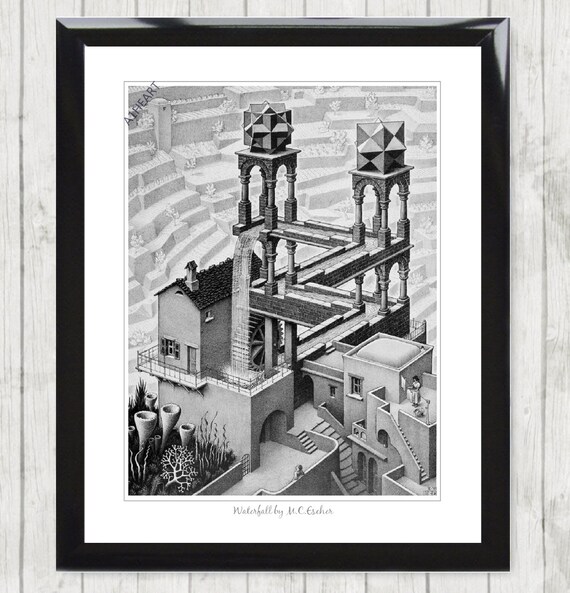 【貴重 M.C. ESCHER/WATERFALL 滝 ポスター】 M.C. ESCHER Waterfall, 1988 – Art Wise Premium Posters
