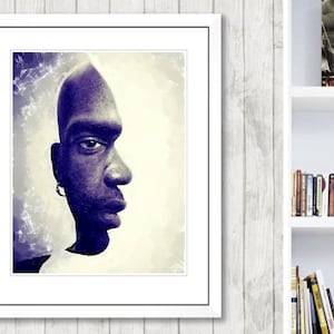 Affiche d’impression d’art. Une illusion d’optique d’un visage. Un homme noir. Trompez vos yeux et votre cerveau. Une image encadrée. Une œuvre d’art de peinture Home Decor 240
