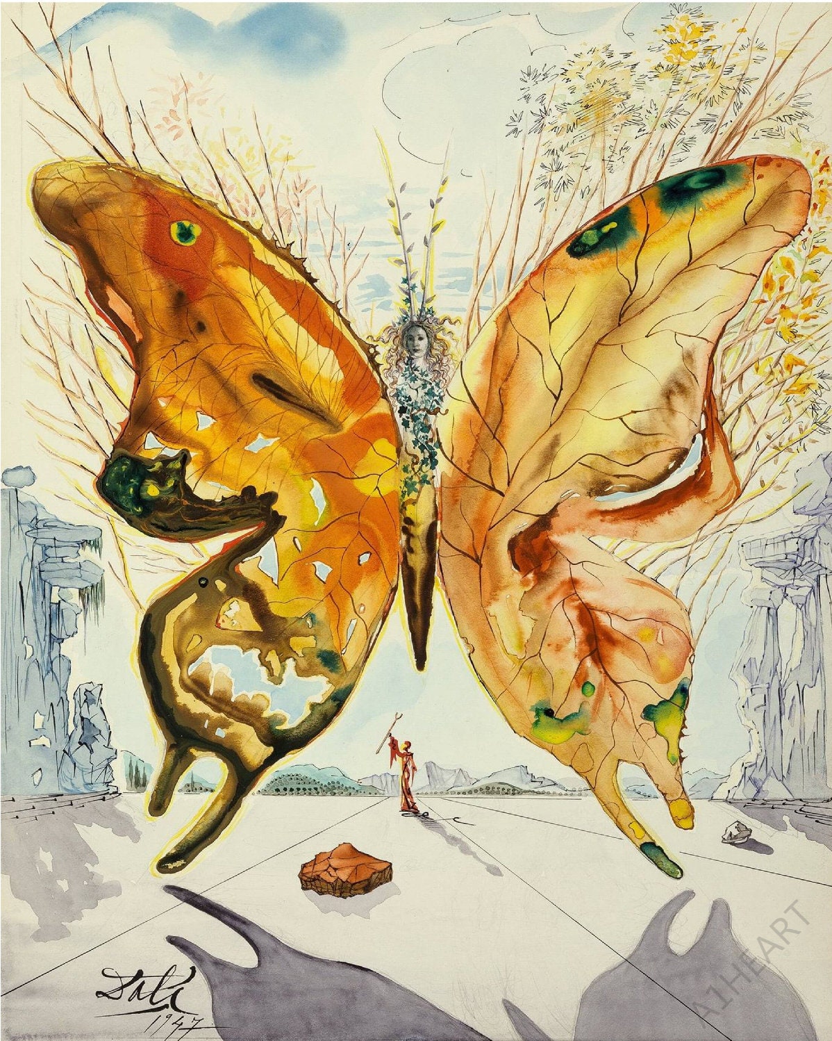 Venus Butterfly by Salvador Dali. Optical Illusion Art Poster. Etsy