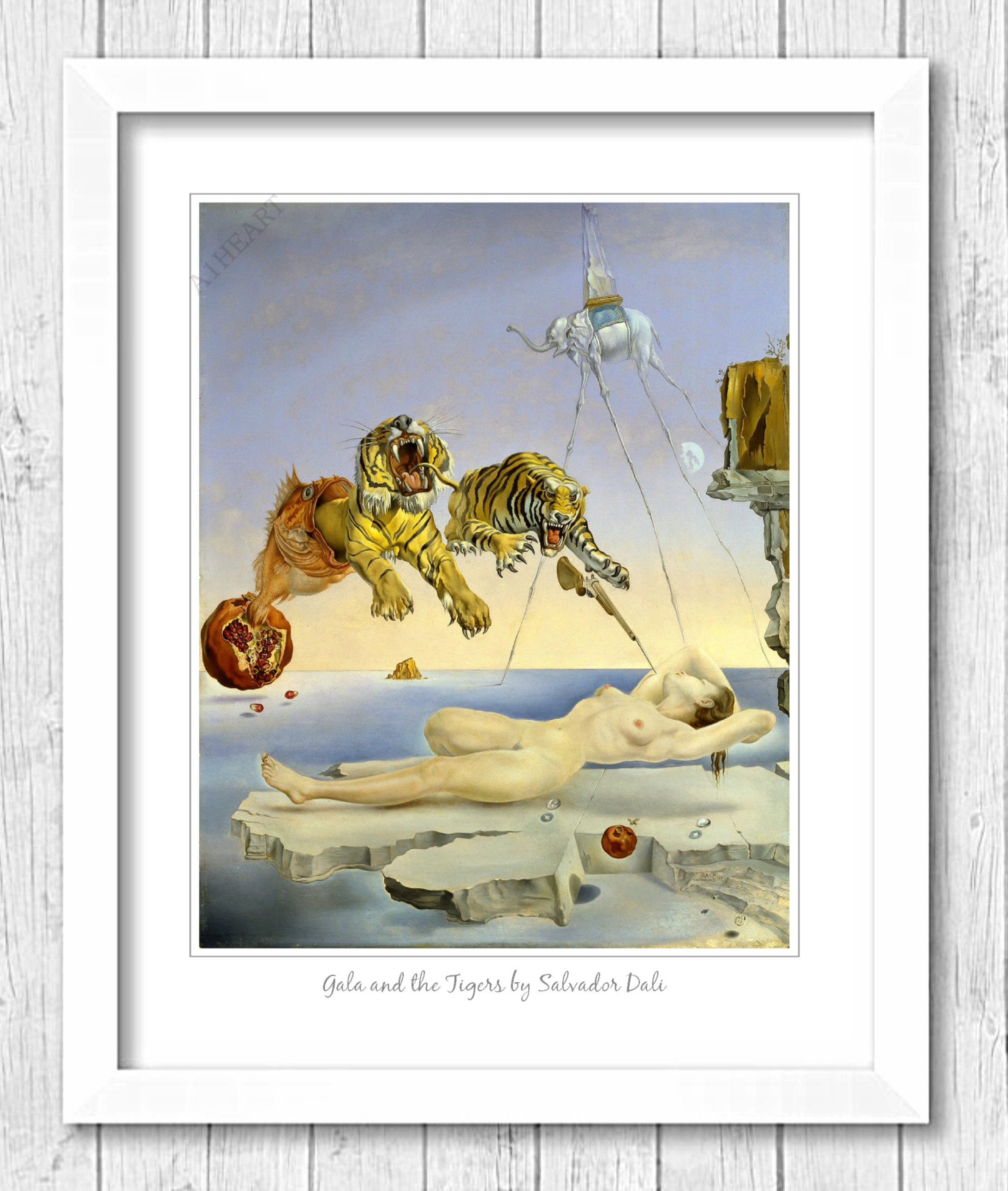 Gala and the Tigers by Salvador Dali Print Poster image