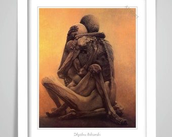 Beksinski Art Print: The Deathly Embrace, Post-Apocalyptic Horror