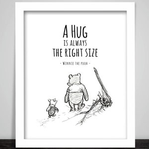 Winnie l’ourson et le porcelet Imprimer Affiche Pour les enfants, les enfants, A Hug est toujours la bonne taille, Nursery Art Eeyore, Kanga, Roo. Panneau mural. 531