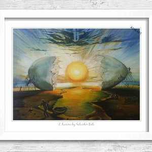 L'Aurora by Salvador Dali Print Poster. Giant Egg Sunset over the Sea. Optical Illusion. Painting Surrealist Abstract  207