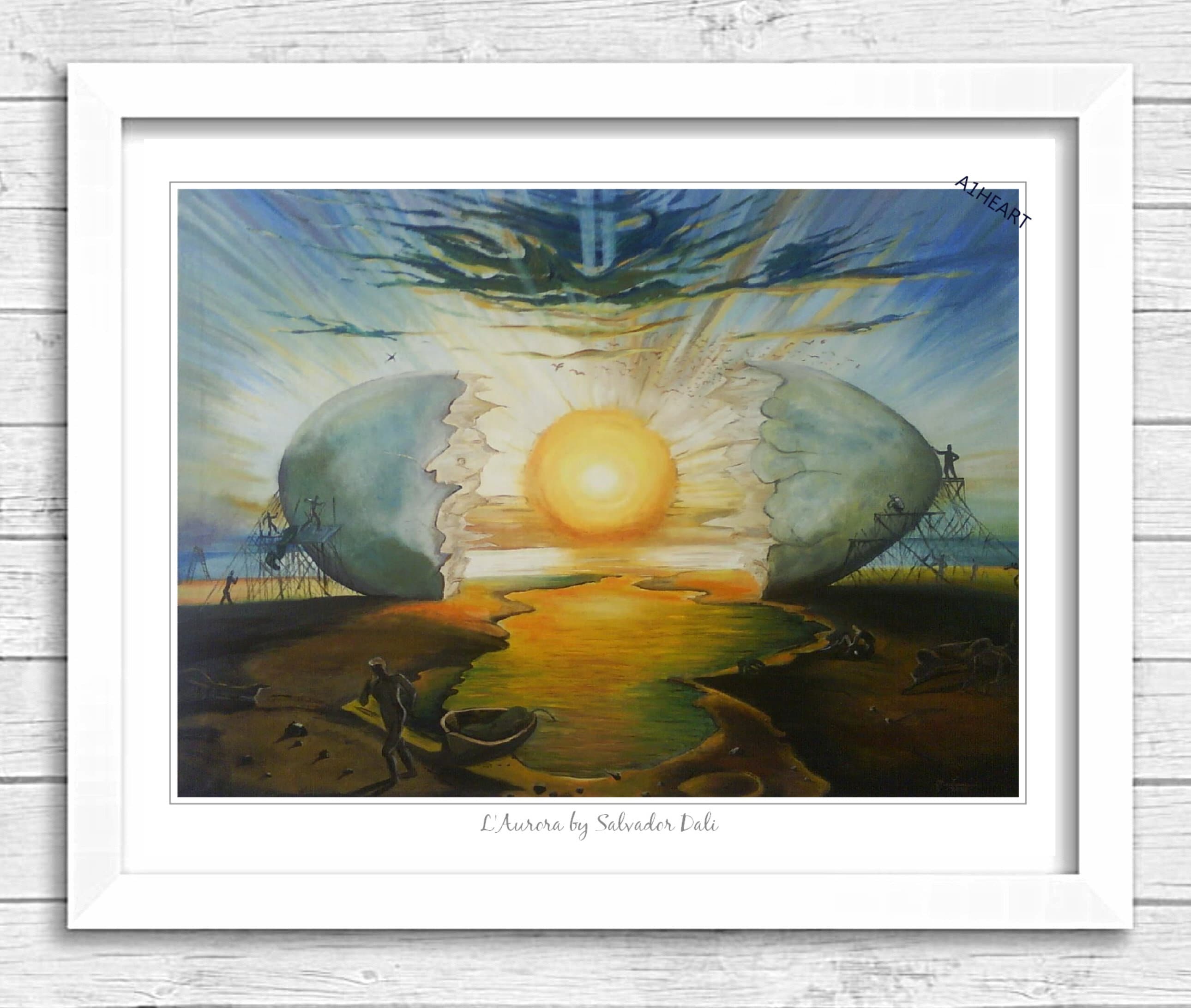 L'Aurora by Salvador Dali Print Poster. Giant Egg Sunset over the