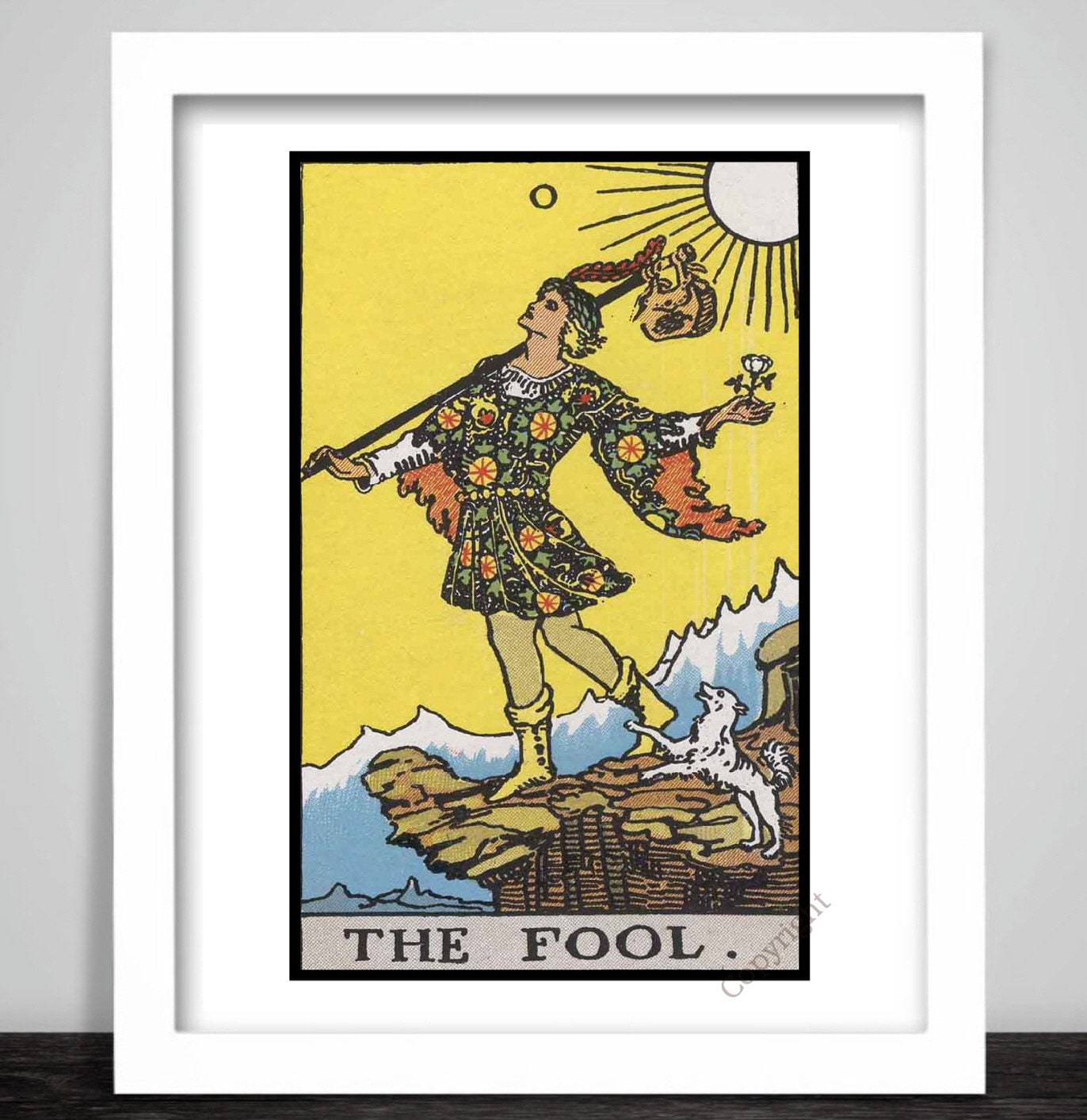Framed Art Print Tarot Card With the Fool. Occult Jester Etsy UK