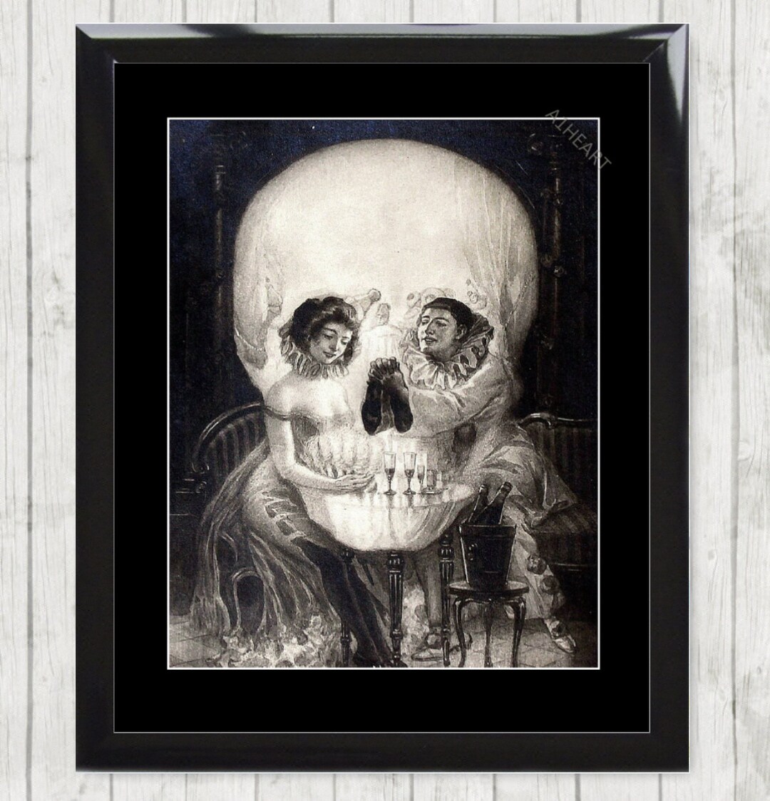 Salvador Dali Optical Illusion Skull Print, Gothic Halloween Art