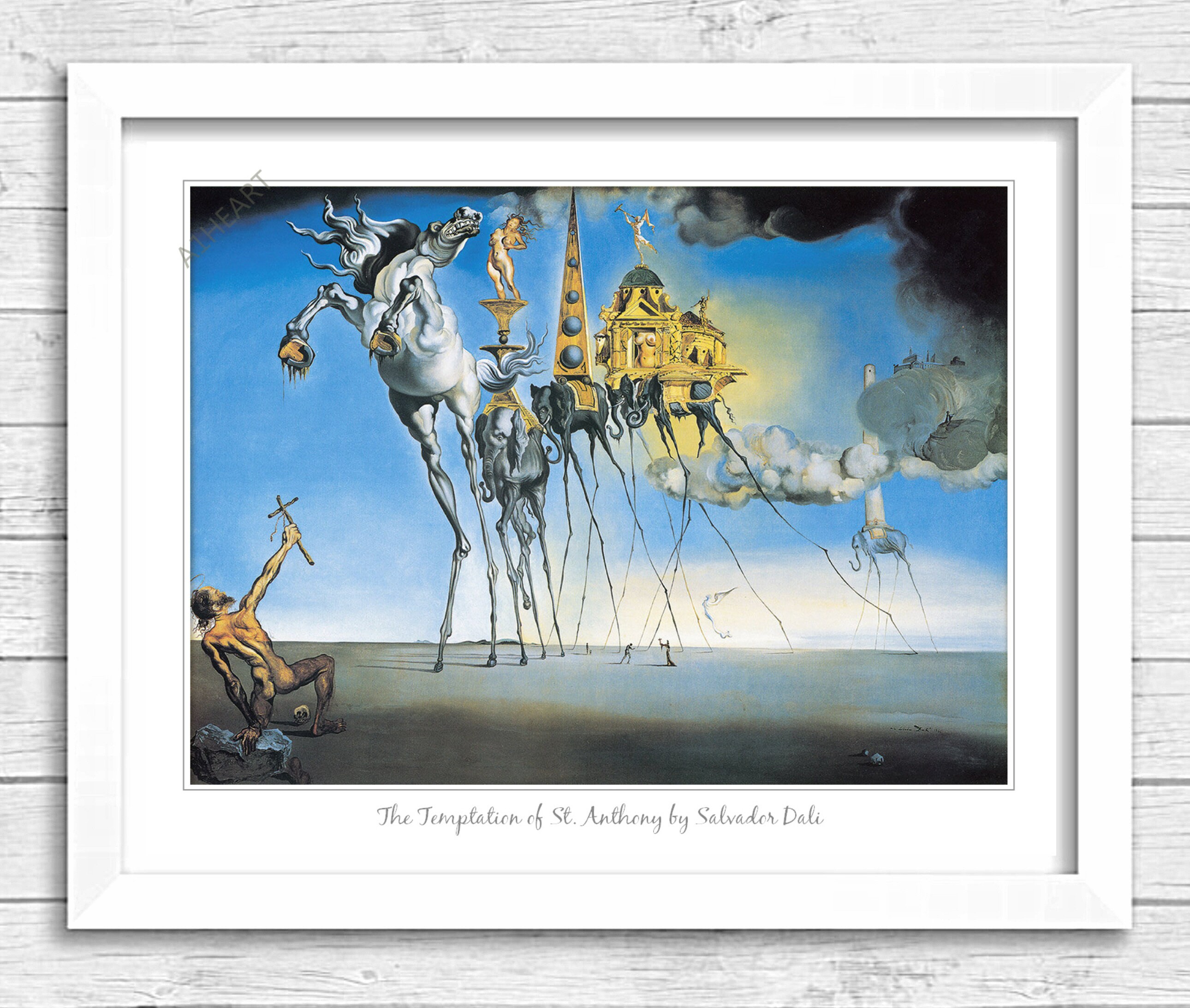 The Temptation of St. Anthony by Salvador Dali Print Poster. Nude Woman  Breasts. Animals Long Legs. Holding a Cross. Surrealist Abstract 555 - Etsy  Israel