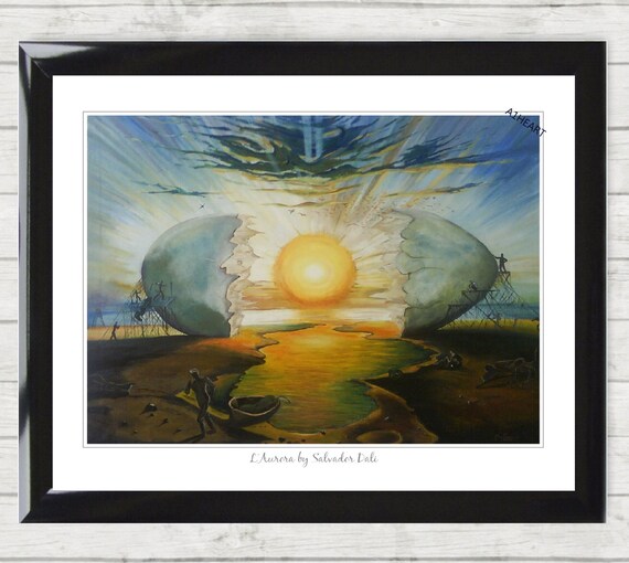 L'Aurora by Salvador Dali Print Poster. Giant Egg Sunset over the