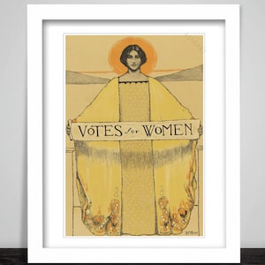 Suffragette poster print. Women's suffrage. Mrs Pankhurst. Votes for Women. Social Political Union Equality Democracy. Direct action 552