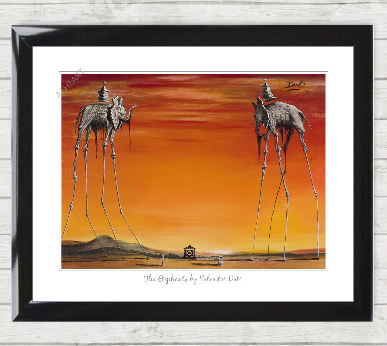 The Elephants by Salvador Dali. Vintage Art Print Poster. Spanish