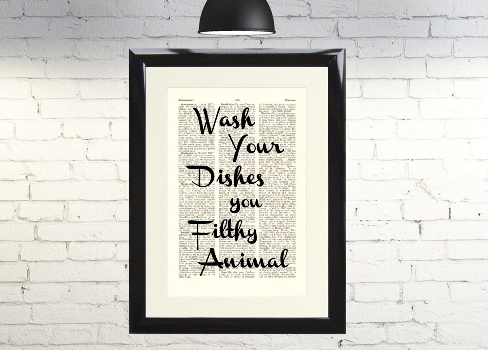 Dictionary Art Print Wash Your Dishes You Filthy Animal. Funny Etsy UK