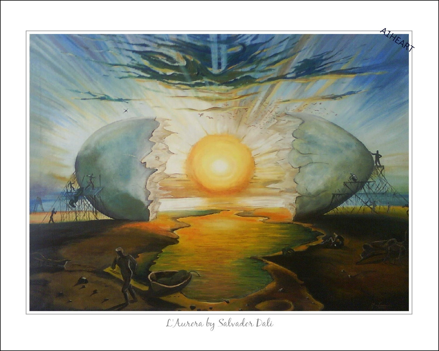 【額縁付き】 Salvador Dali ダリ A2ポスター ① Salvador Dali 額入りポスター - アンティーク、ビンテージの