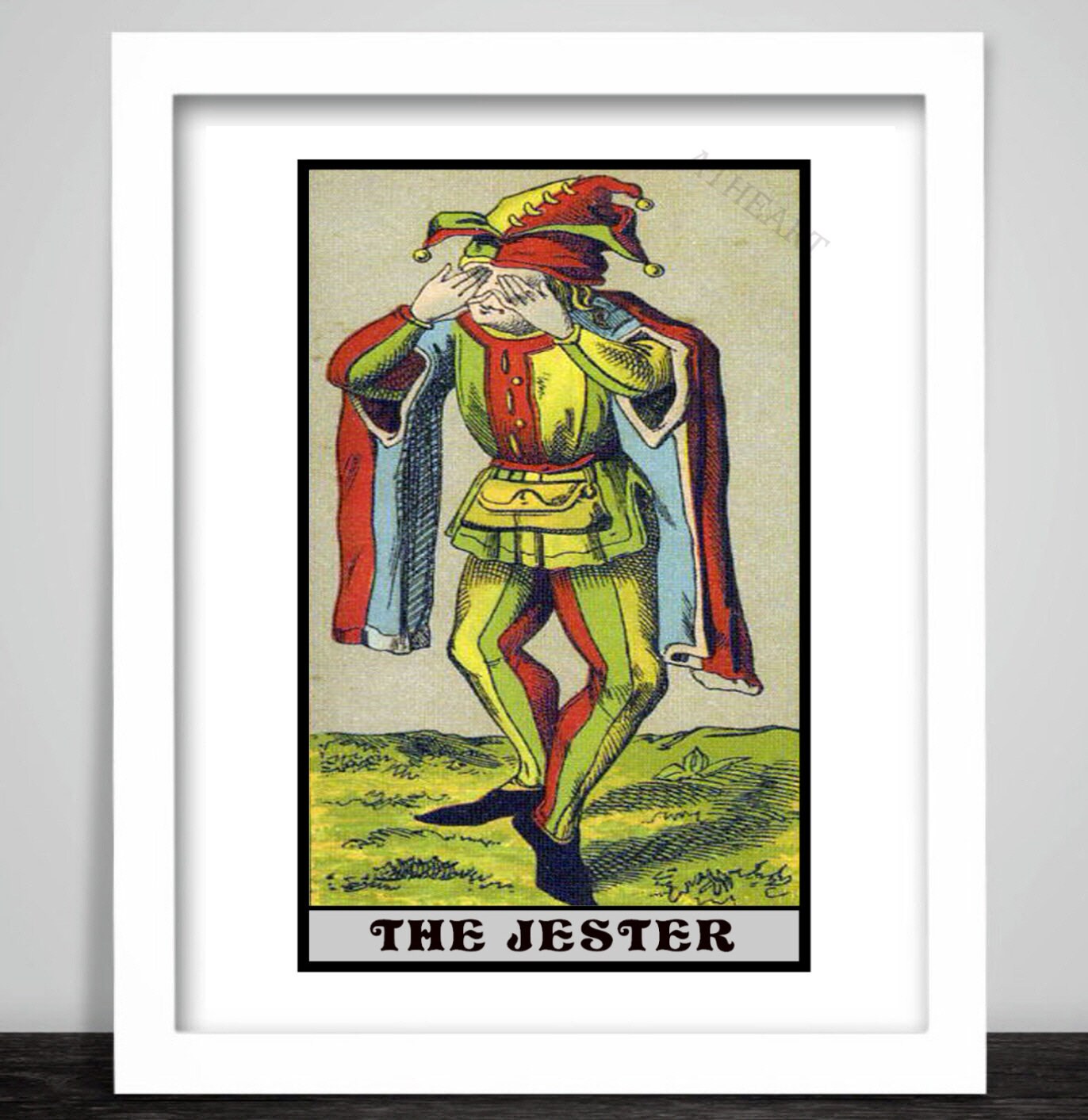 Framed Art Print Tarot Card with The Jester. Occult Fool Etsy