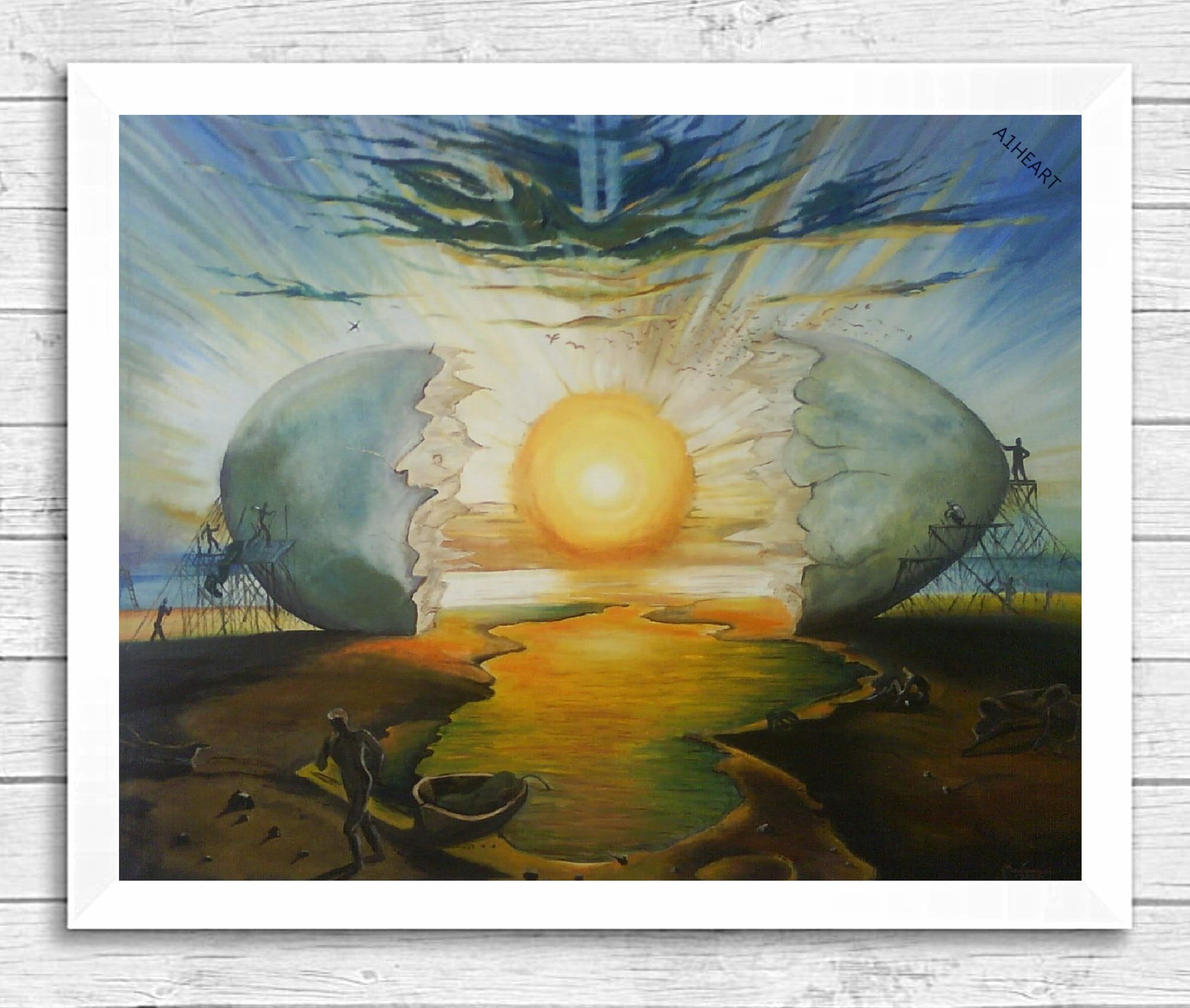 L'Aurora by Salvador Dali Print Poster. Giant Egg Sunset over the