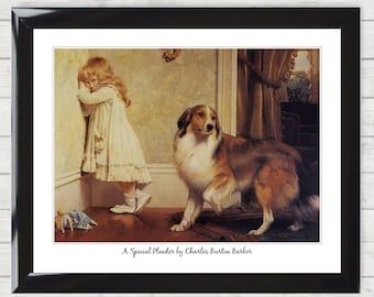 A Special Pleader by Charles Burton Barber. Art Print Framed Picture Poster. Dog Lover Canine Gift Present. Home Decor Gift 024