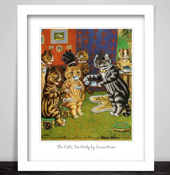 Impression D'art Louis Wain - 'Jack Et Jill' - Chats Vintage Art Déco - Format 4x6 à 16x24