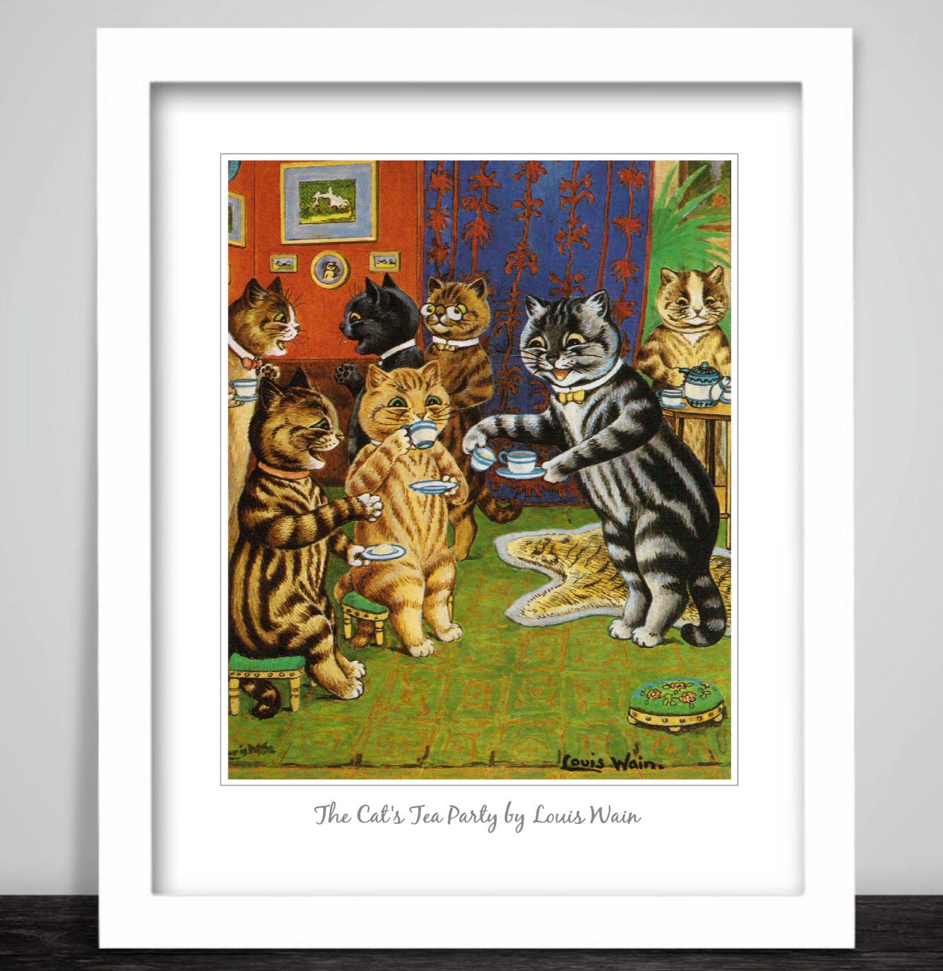 Larger Size* Let Me Think Now Framed Print by Louis Wain