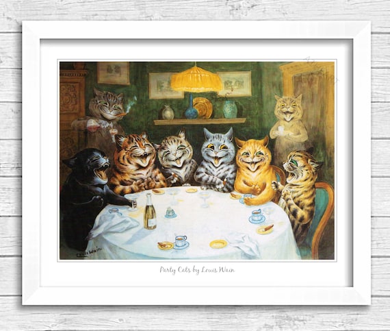 Christmas Party Cats' by Louis Wain Vintage Cat Art Stationery Cards