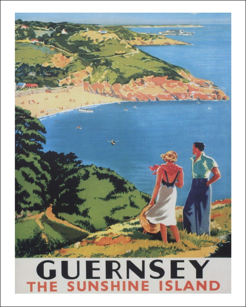 Framed Vintage Art Print Guernsey Tourist Advert High Etsy UK