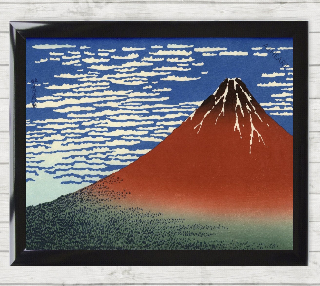 Red Fuji by Hokusai Poster Print. Art Painting. Mount Fuji Volcano