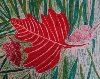 8 x 10 Maple Leaf On Lawn Print