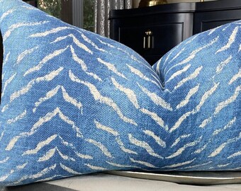 Persian Blue Tiger Print Pillow Cover, Blue Animal Throw Pillow Cover, Housewares Decor, Home Decor, Home Living, Couch Pillows, Sofa Pillow
