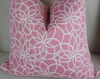 Decorative Floral Pink White Pillow Cover, Pink White Cushion, Pink Throw Pillow, Housewares Decor, Pillow Decor, Home Living