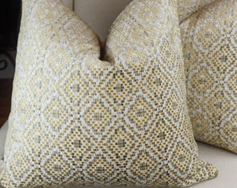 Diamond Gold Gray Beige Chenille Pillow Cover, Geometric Chenille Throw Pillow, Housewares Decor, Home Living, Pillow Decor