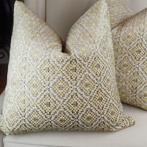 Diamond Gold Gray Beige Chenille Pillow Cover, Geometric Chenille Throw Pillow, Housewares Decor, Home Living, Pillow Decor