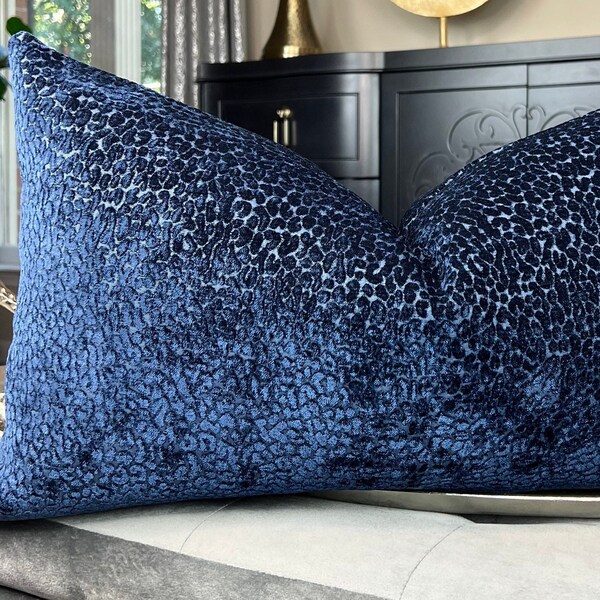 Blue Cheetah Pillow Etsy