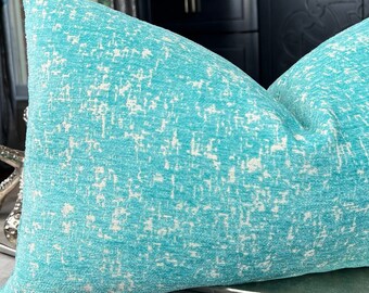 Aqua Chenille Throw Pillow Cover, Decorative Chenille Pillow, Housewares Decor, Home Decor