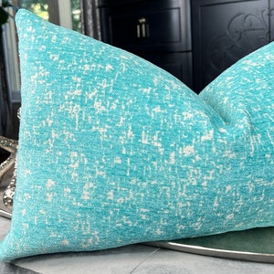 Aqua Chenille Throw Pillow Cover, Decorative Chenille Pillow, Housewares Decor, Home Decor