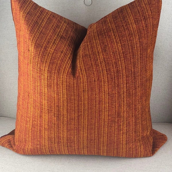 Burnt Orange Gold Chenille Pillow Cover, Decorative Chenille Throw Pillow, Housewares Decor, Home Living, Pillow Decor
