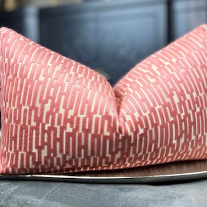 Rouge Blush Crypton Velvet Cut Throw Pillow Cover, Geometric Throw Pillow Covers, Home Decor, Modern Decor