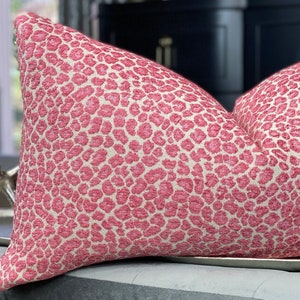 Shades of Pink Chenille Animal Print Throw Pillow Cover, Cheetah Pillows, Lumbar Pillow, Home Decor, Home Living
