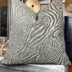 Charcoal Gray Animal Print Chenille Pillow Cover, Gray Throw Pillows, Housewares Decor, Pillow Decor, Home Living