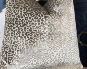 Taupe Leopard Faux Velvet Pillow Cover, Housewares Decor, Home Living, Decorative Pillow Covers