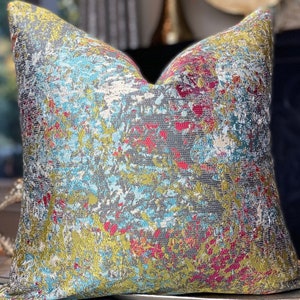 Multicolor Abstract Decorative Pillow Cover, Green Blue Gray Pillows, Home Decor, Housewares Decor, Home Living,